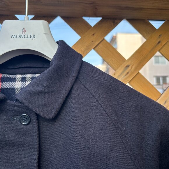 Vintage Burberry England Navy Blue Wool Blouson Zip Jacket Nova Check - 10 - Picture 13 of 16